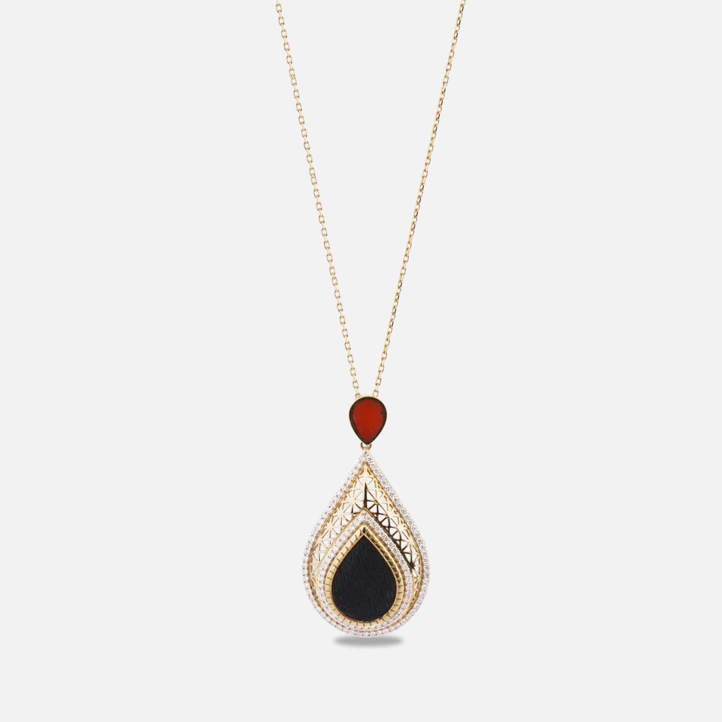 18K Gold Diamond Kiswah Al-Kaabah Heart Qibla Necklace