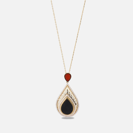 18K Gold Diamond Kiswah Al-Kaabah Heart Qibla Necklace
