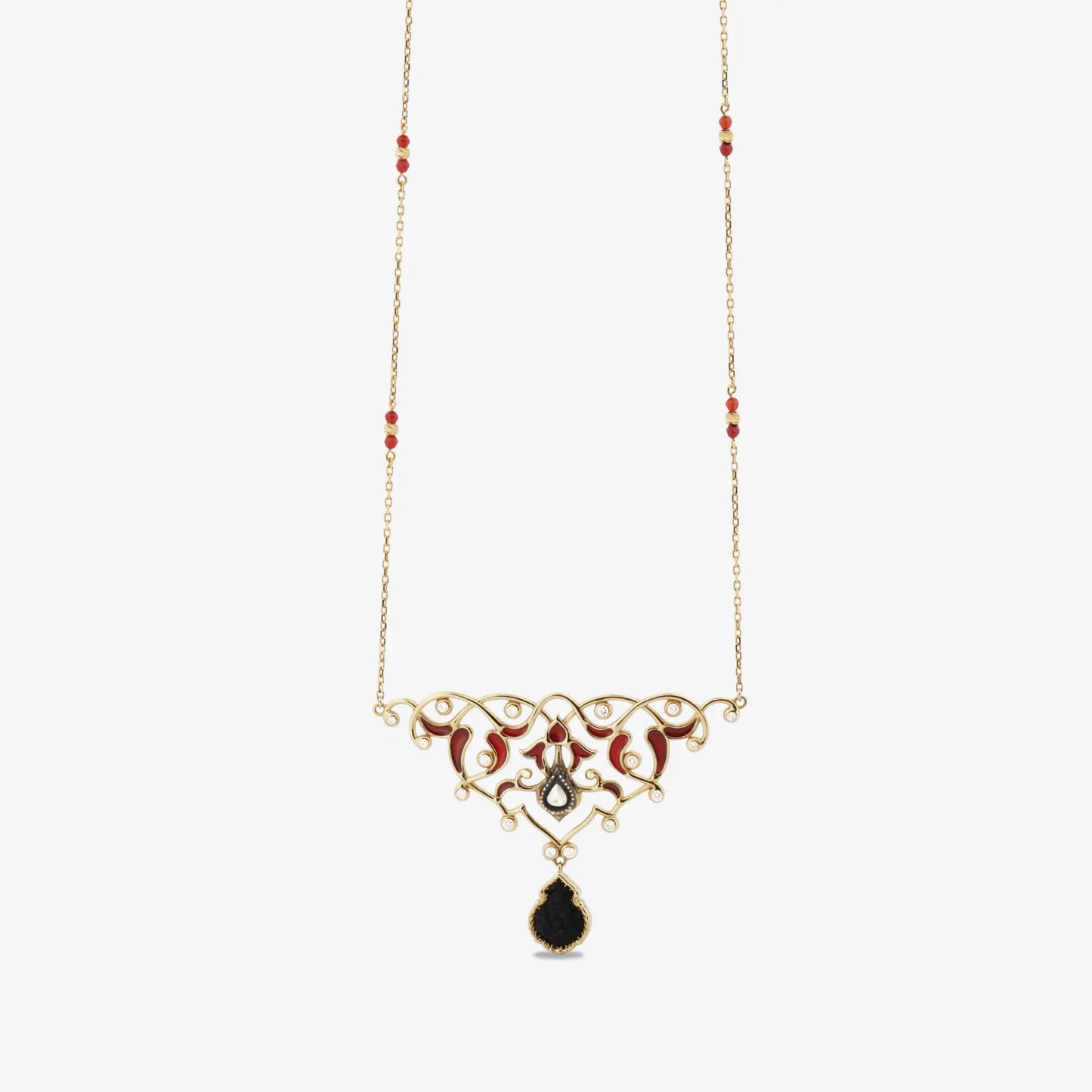 18K Gold Diamond Kiswah Al-Kaabah Holy Relic Necklace