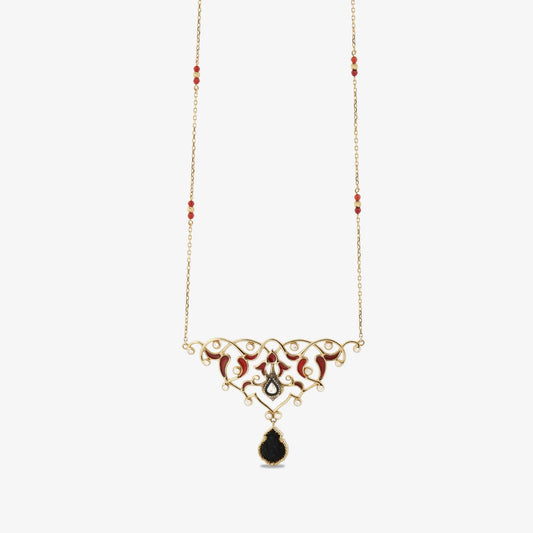 18K Gold Diamond Kiswah Al-Kaabah Holy Relic Necklace