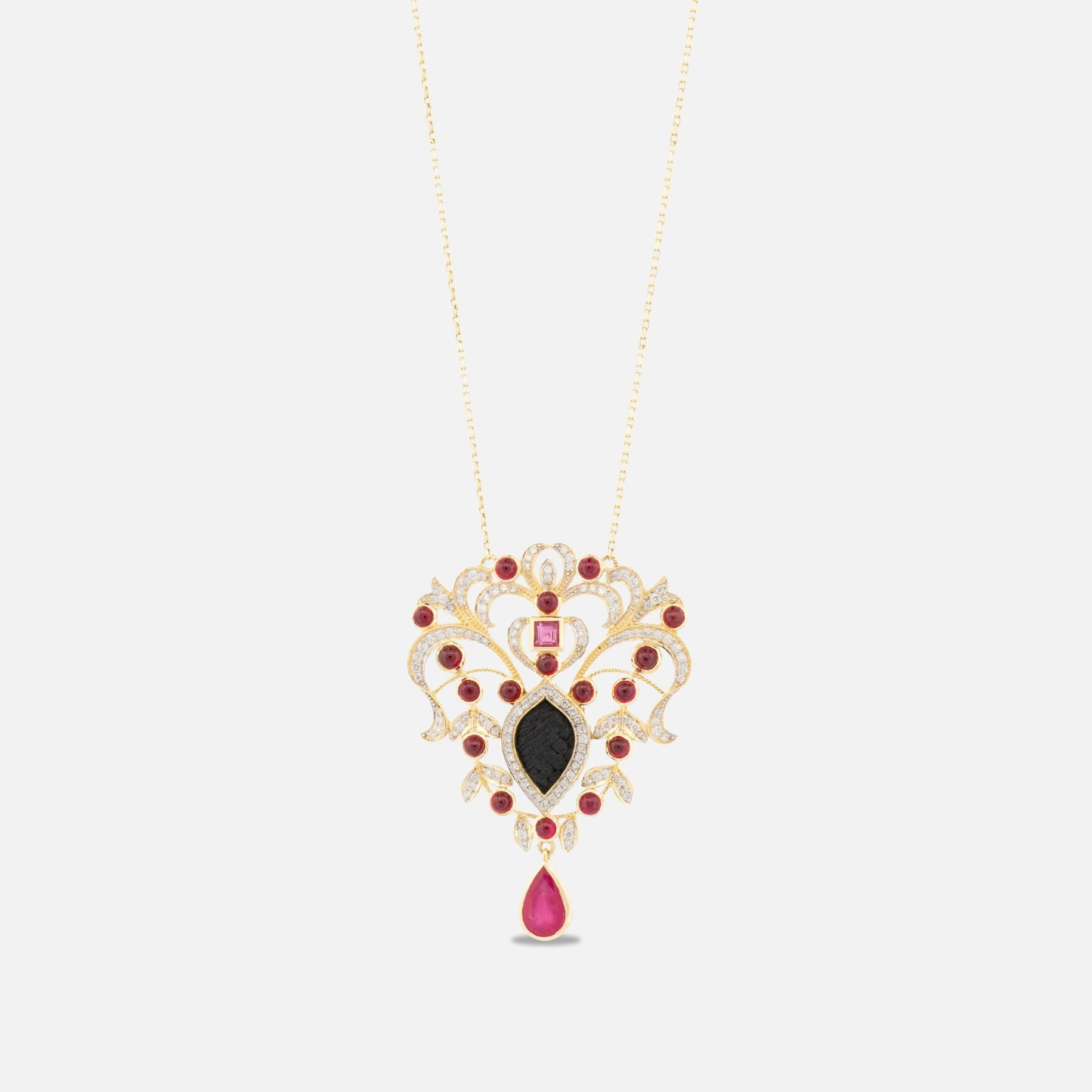 18K Gold Diamond and Ruby Kiswah Al-Kaabah Necklace