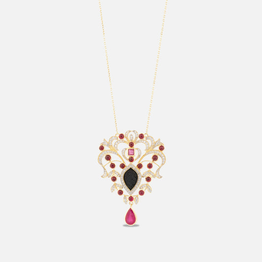 18K Gold Diamond and Ruby Kiswah Al-Kaabah Necklace