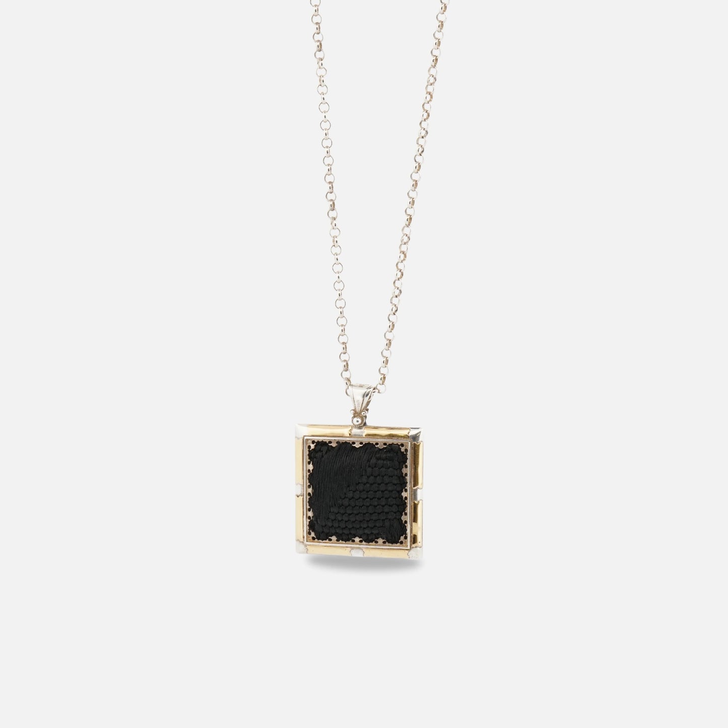 22K Gold and Silver Kiswah Al-Kaabah Square Necklace