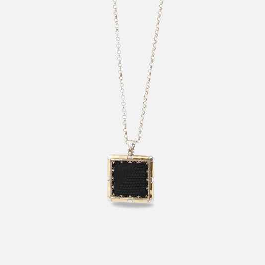 22K Gold and Silver Kiswah Al-Kaabah Square Necklace