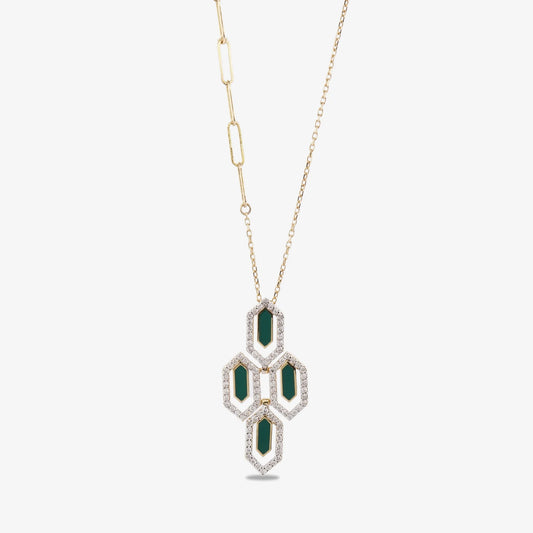 18K Gold Diamond Honeycomb Necklace