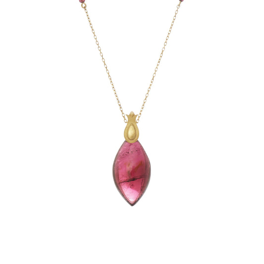 18K Gold Rubellite Necklace