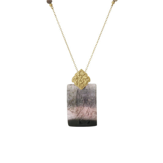 18K Gold Tourmaline Smoky Crystal Necklace