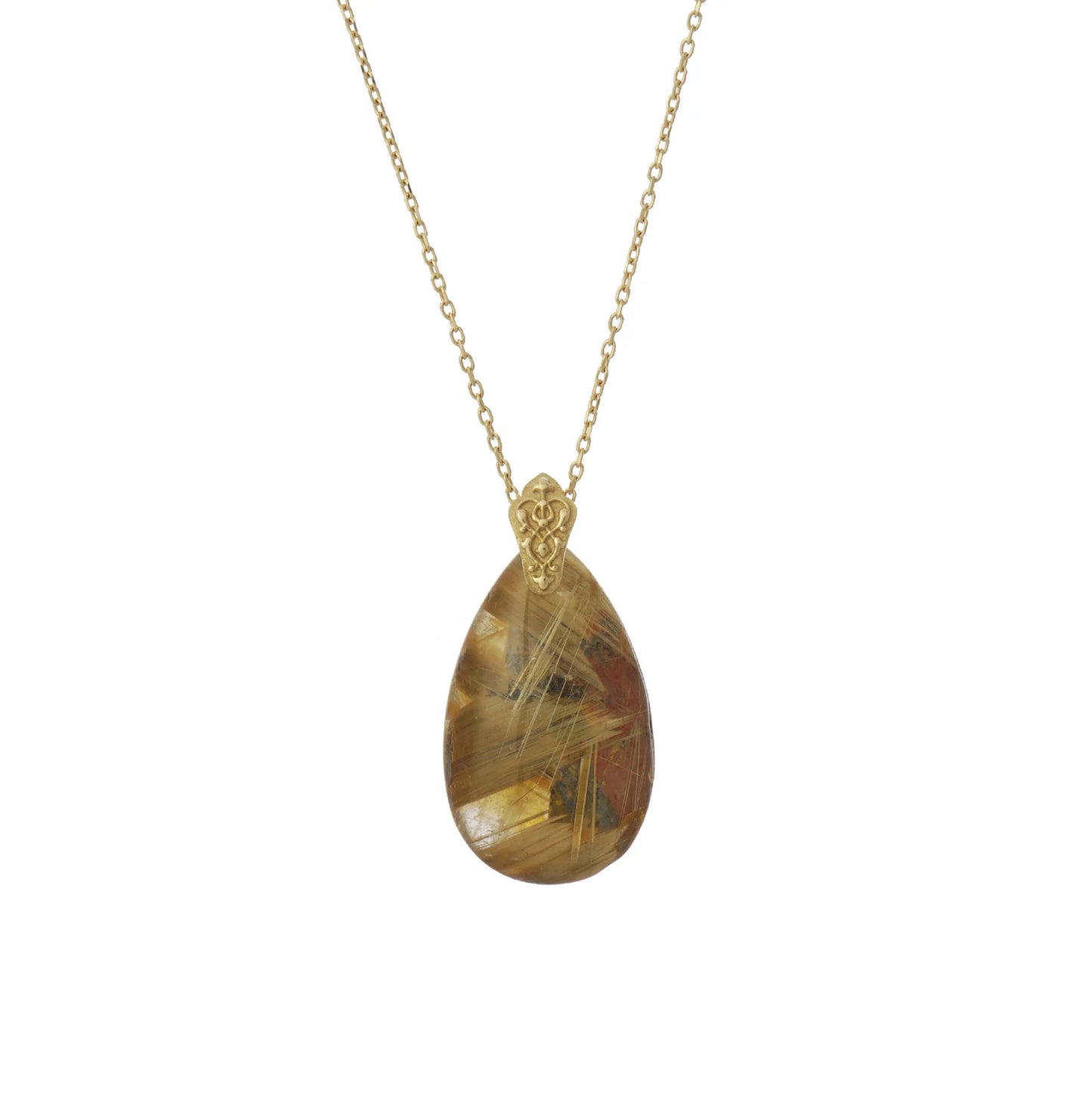 18K Gold Rutilated Gold Thread Necklace