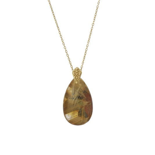 18K Gold Rutilated Gold Thread Necklace