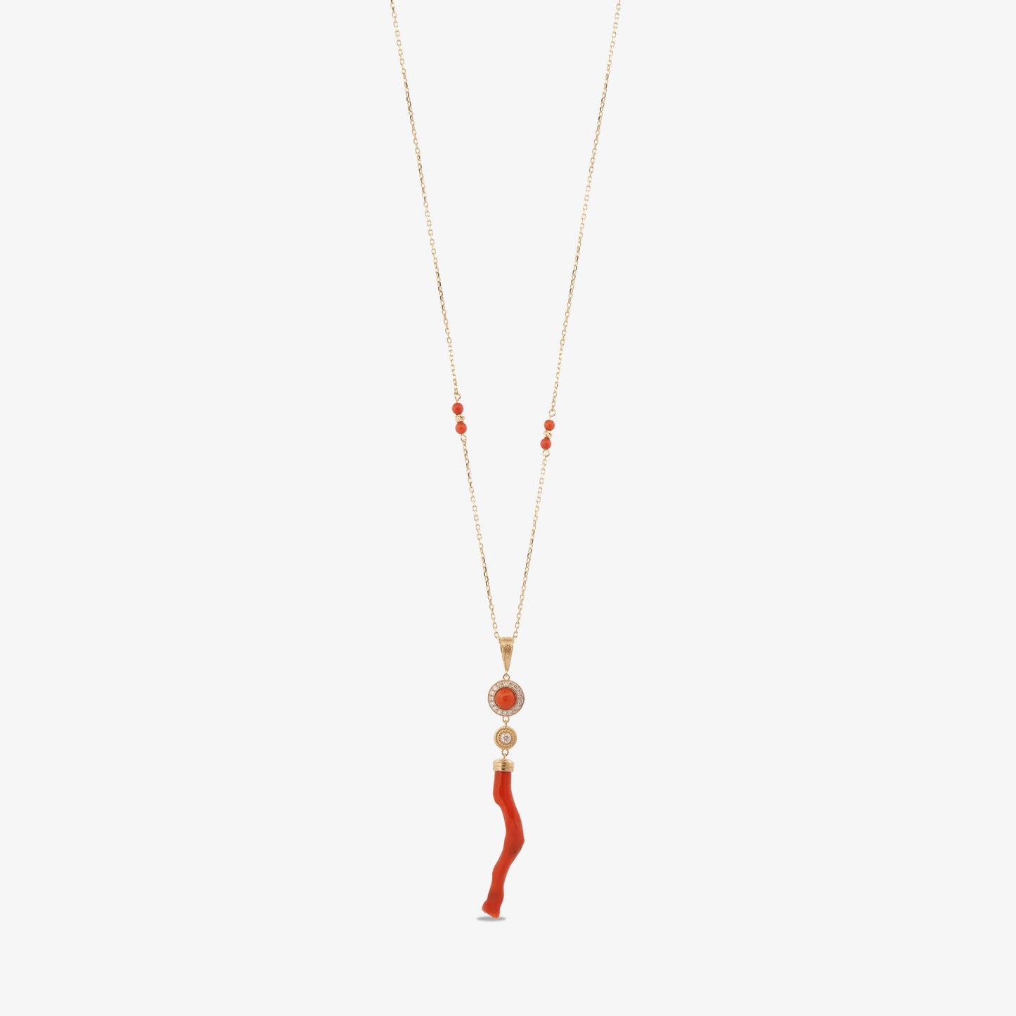 18K Gold Diamond Harmony Coral Necklace