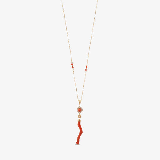 18K Gold Diamond Harmony Coral Necklace