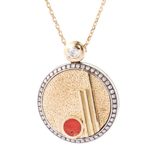 18K Gold Diamond Desert Sun Necklace