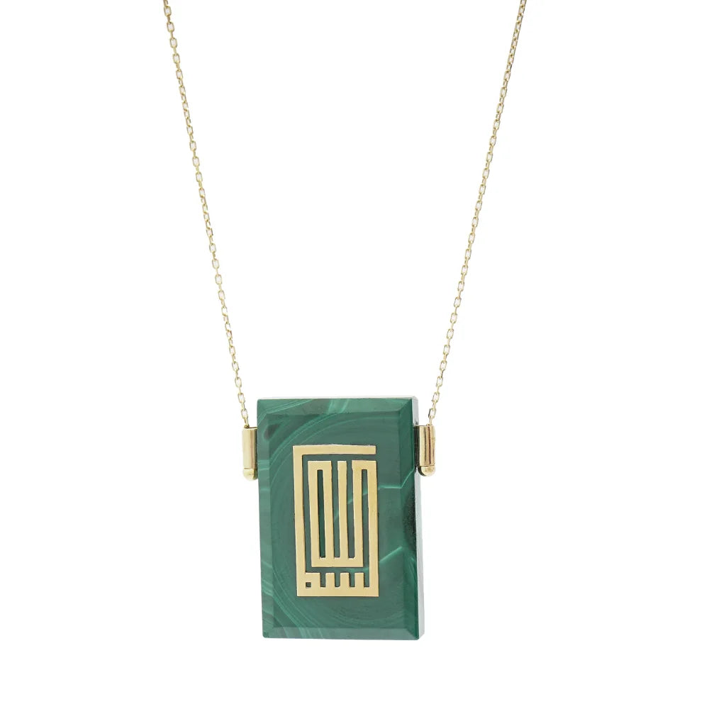 18K Gold Malachite Kufi Necklace