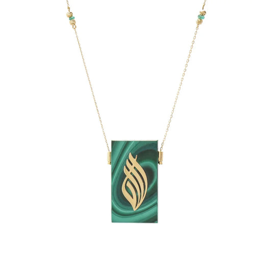 18K Gold Malachite Twist Necklace