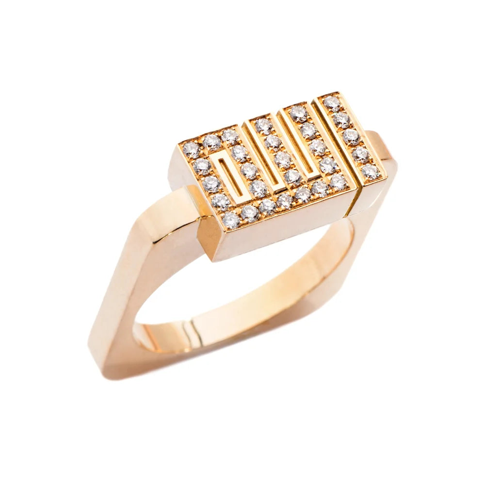 18K Gold Diamond Hat Ring