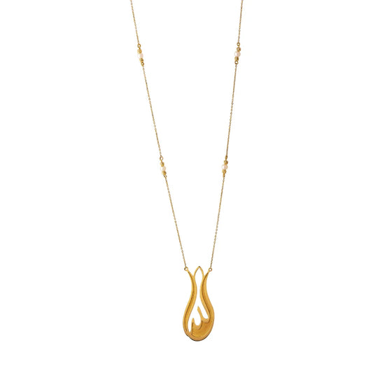18K Gold Necklace with Tulip Motif and Allah Inscription