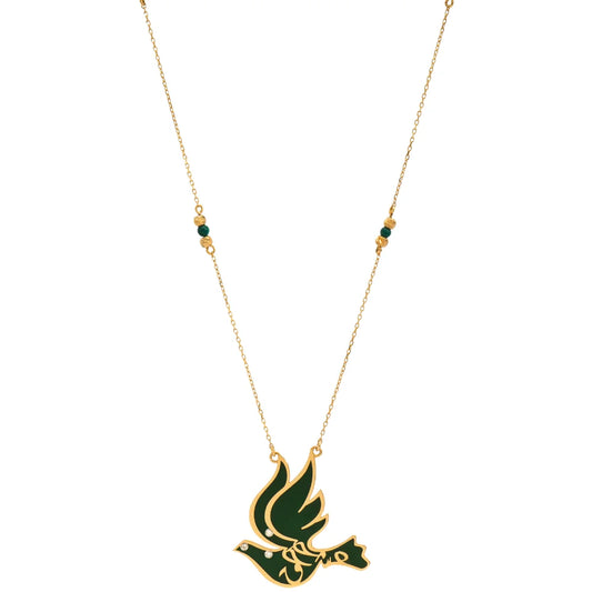 18K Gold Peace Bird Necklace