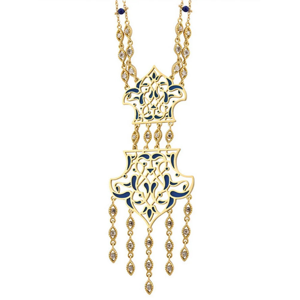 18K Gold Stained Glass Necklace