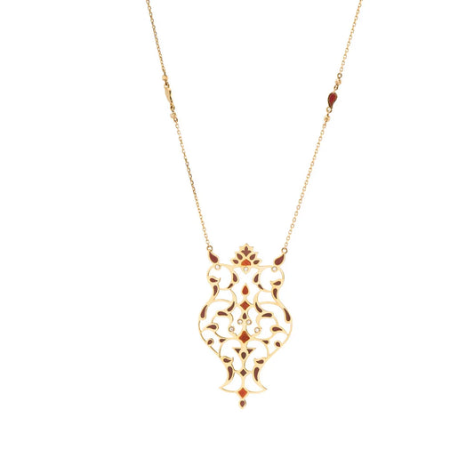 18K Gold Diamond Anatolian Motif Necklace
