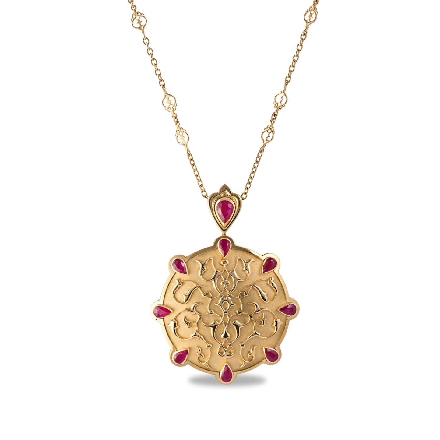 18K Gold Necklace with Diamonds and Ruby