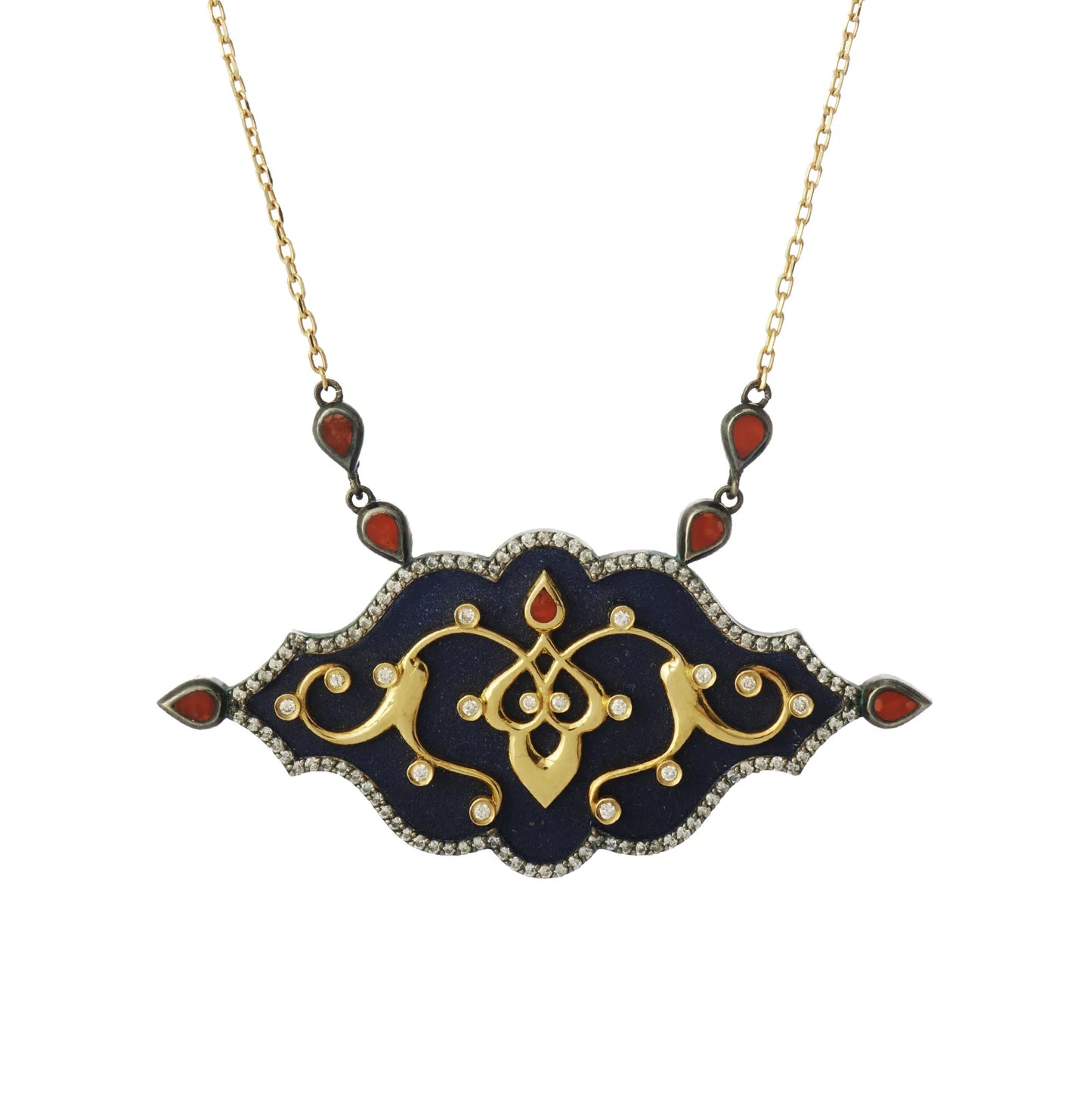 18K Gold Diamond Sovereign Necklace