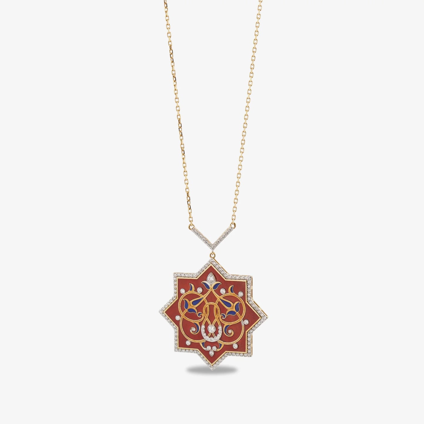 18K Gold Seljuk Star Necklace with Diamond