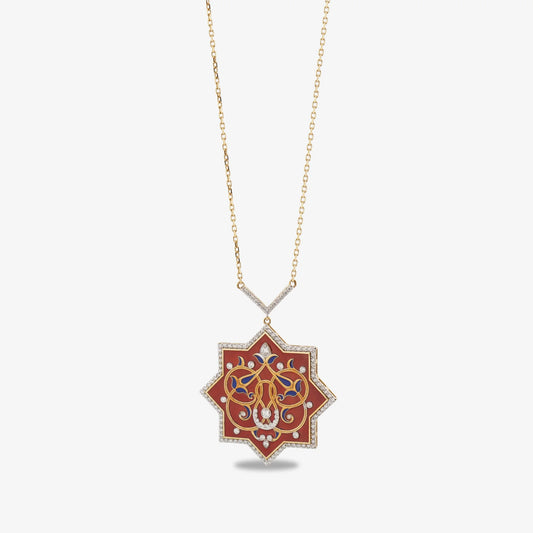 18K Gold Seljuk Star Necklace with Diamond