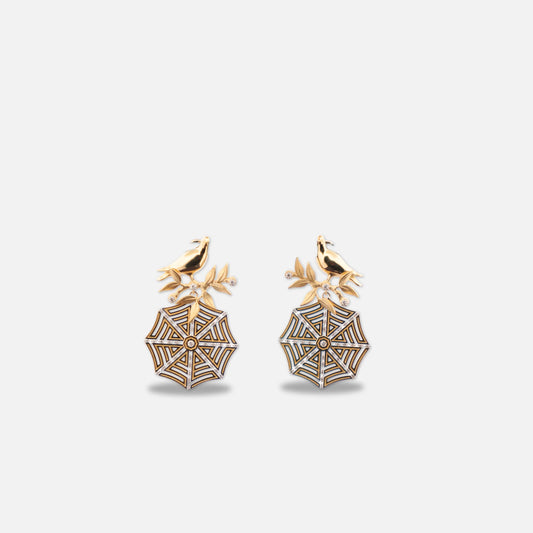 18K Gold Diamond Sevres Cave Earrings