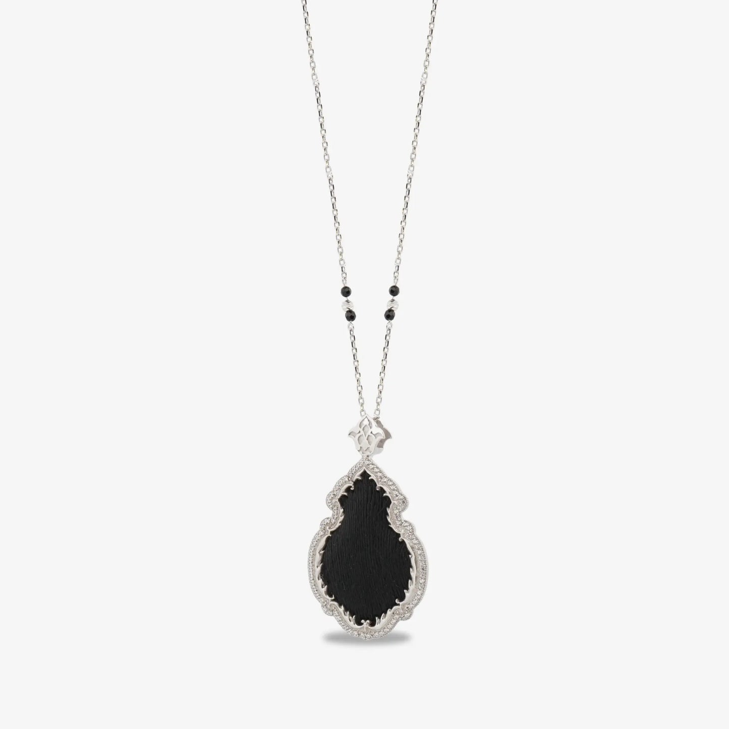 925 Sterling Silver Kiswah Al-Kaabah Double-Sided Stone Necklace