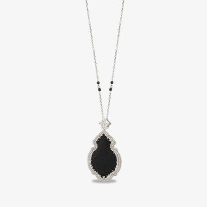 925 Sterling Silver Kiswah Al-Kaabah Double-Sided Stone Necklace