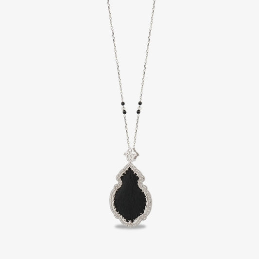 925 Sterling Silver Kiswah Al-Kaabah Double-Sided Stone Necklace