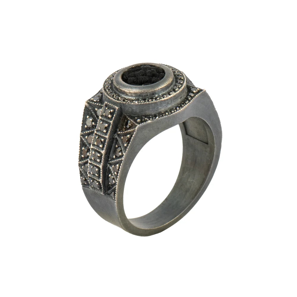 925 Sterling Silver Diamond Kiswah Al-Kaabah Power Ring