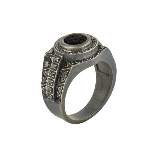 925 Sterling Silver Diamond Kiswah Al-Kaabah Power Ring