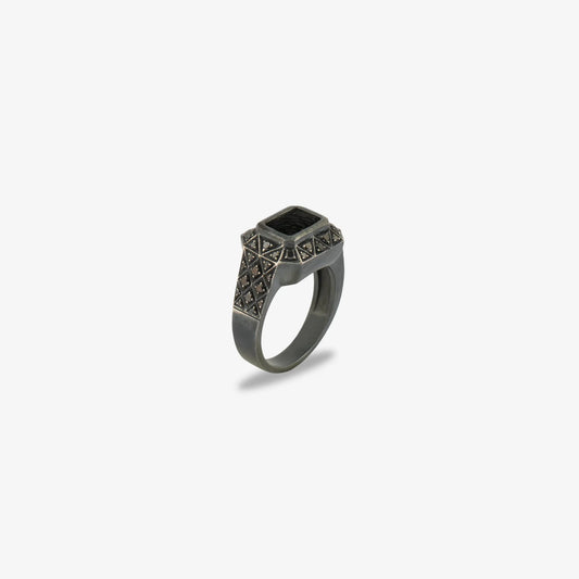 925 Sterling Silver Diamond Kiswah Al-Kaabah Asalet-i Kabe Ring
