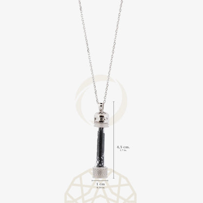 925 Sterling Silver Kiswah Al-Kaaba Glass Tube Necklace