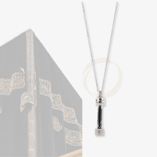 925 Sterling Silver Kiswah Al-Kaaba Glass Tube Necklace