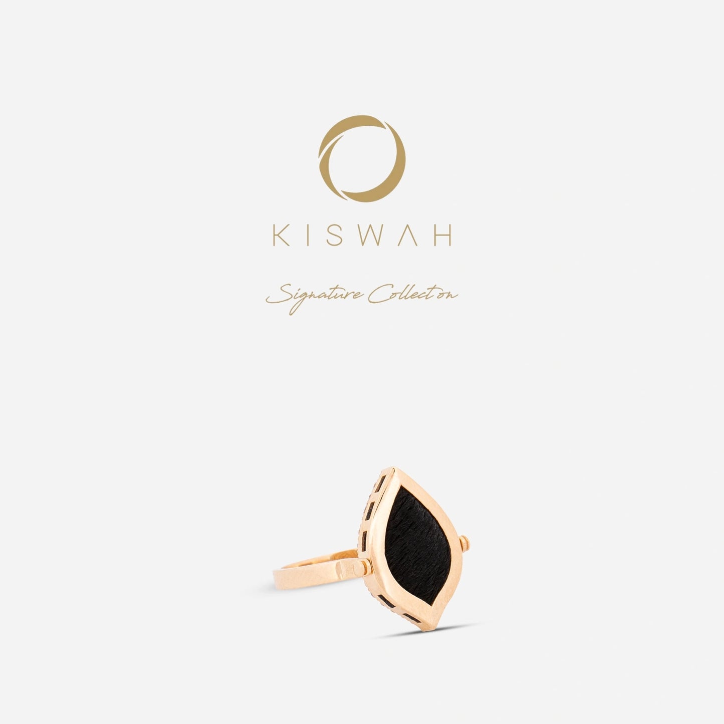 925 Sterling Silver Gold-Plated Zircon Kiswah Al-Kaabah Teardrop El-Hamd Ring