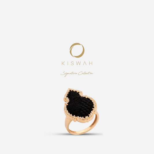 925 Sterling Silver Gold-Plated Zircon Kiswah Al-Kaabah Small Qandeel Ring