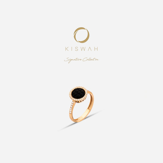 925 Sterling Silver Gold-Plated Kiswah Al-Kaabah Modern Ring