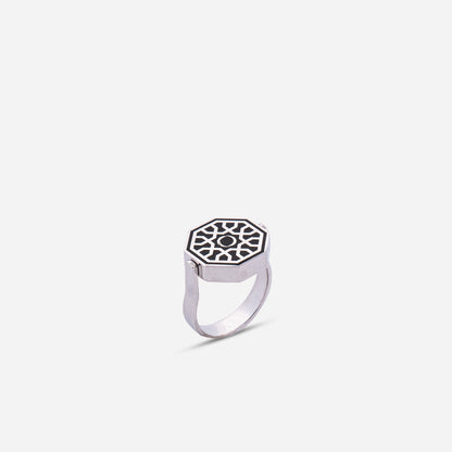 925 Sterling Silver Kiswah Al-Kaabah Zircon Double-Sided Ring