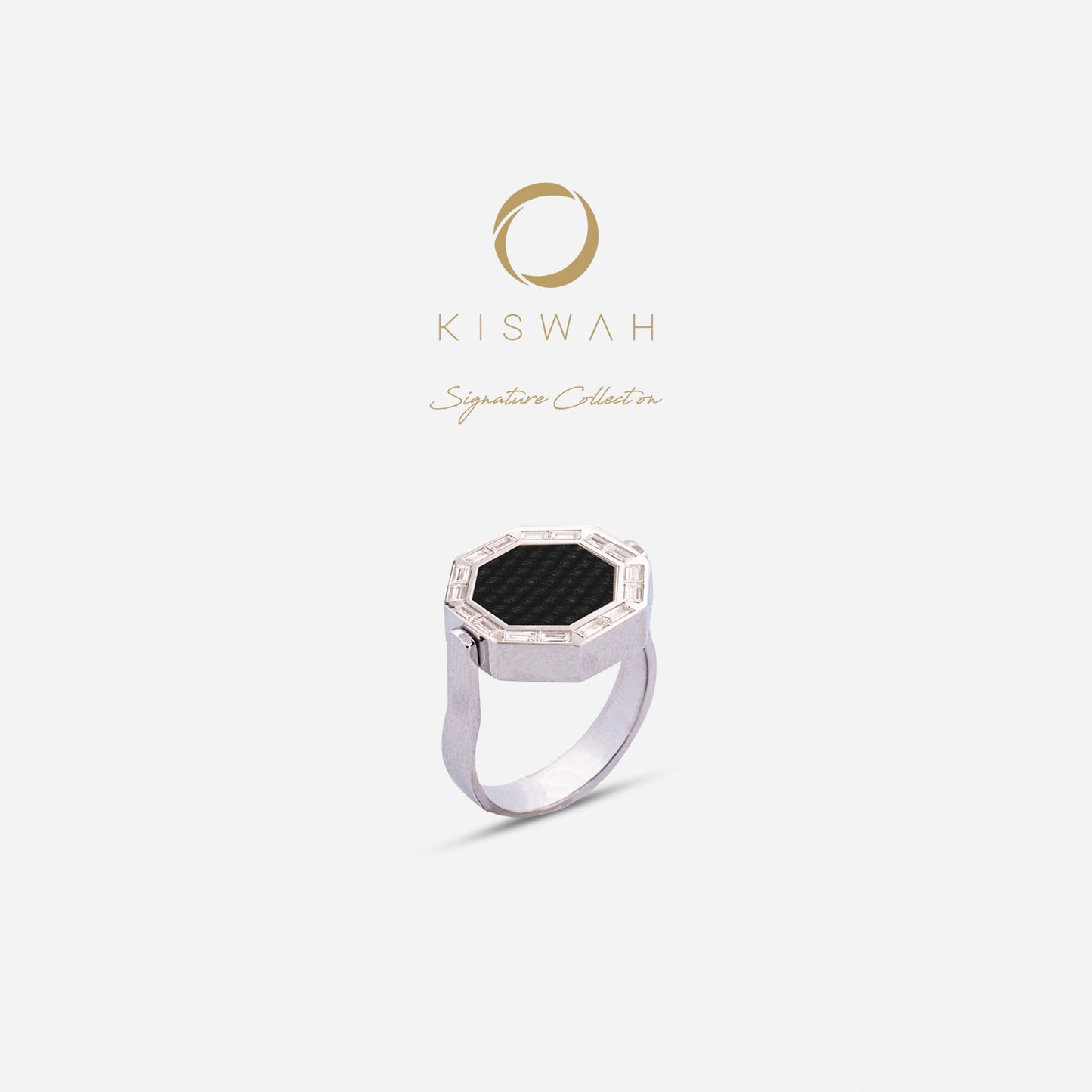 925 Sterling Silver Kiswah Al-Kaabah Zircon Double-Sided Ring