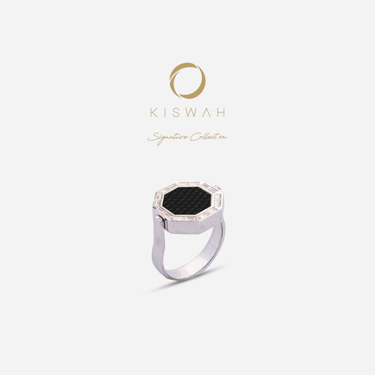 925 Sterling Silver Kiswah Al-Kaabah Zircon Double-Sided Ring