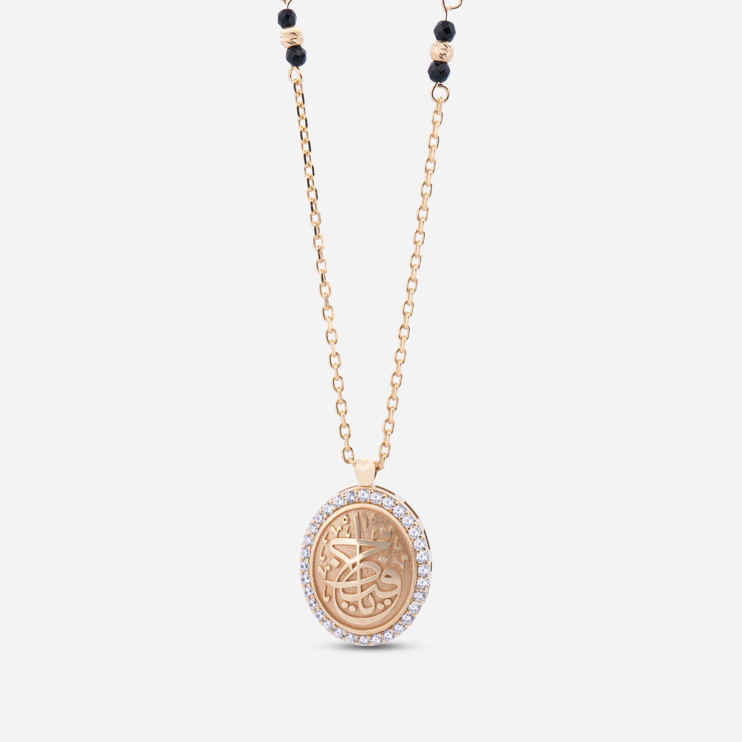 925 Sterling Silver Gold-Plated Zircon Kiswah Al-Kaabah Ya Hafiz Necklace