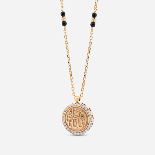 925 Sterling Silver Gold-Plated Zircon Kiswah Al-Kaabah Lafzatullah Necklace