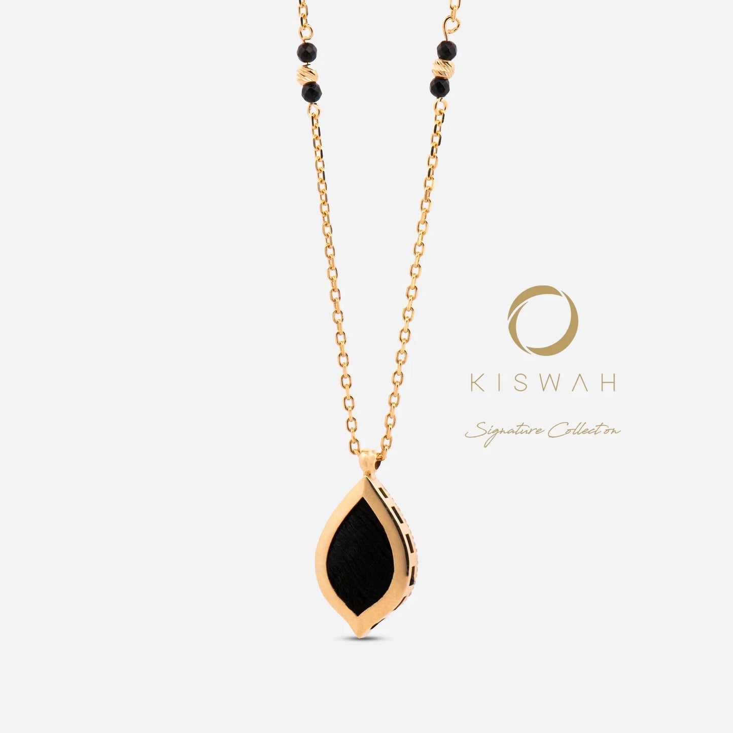 925 Sterling Silver Gold-Plated Zircon Kiswah Al-Kaabah Teardrop El-Hamd Necklace