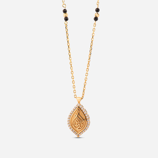 925 Sterling Silver Gold-Plated Zircon Kiswah Al-Kaabah Teardrop El-Hamd Necklace