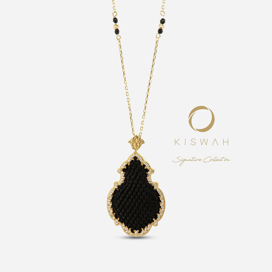 925 Sterling Silver Gold-Plated Zircon Kiswah Al-Kaabah Qandeel Necklace