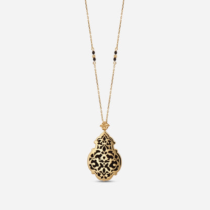 925 Sterling Silver Gold-Plated Zircon Kiswah Al-Kaabah Small Qandeel Necklace