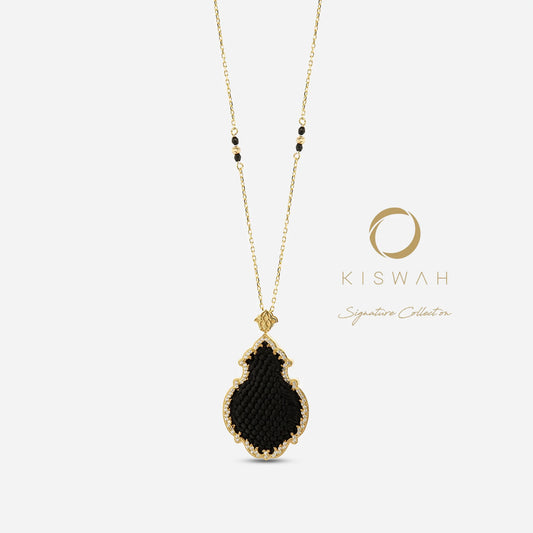 925 Sterling Silver Gold-Plated Zircon Kiswah Al-Kaabah Small Qandeel Necklace