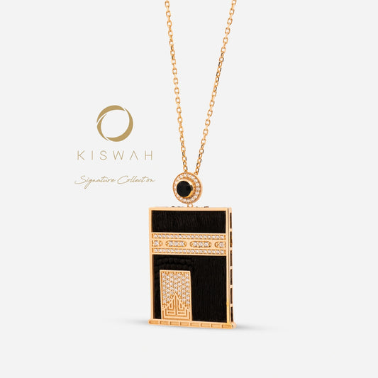 925 Sterling Silver Gold-Plated Kiswah Al-Kaabah Kabaah Miniature Necklace
